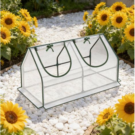 Mini invernadero 120 x 60 x 60 cm de acero y PE Blanco para balcón FloraGrace (1/5)