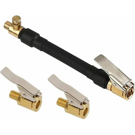 Adaptateur de valve pour pneu de voiture, tuyau de gonflage avec 2 embouts de gonflage en laiton, connecteur de valve pour voiture, vélo, moto - 20 (1/5)
