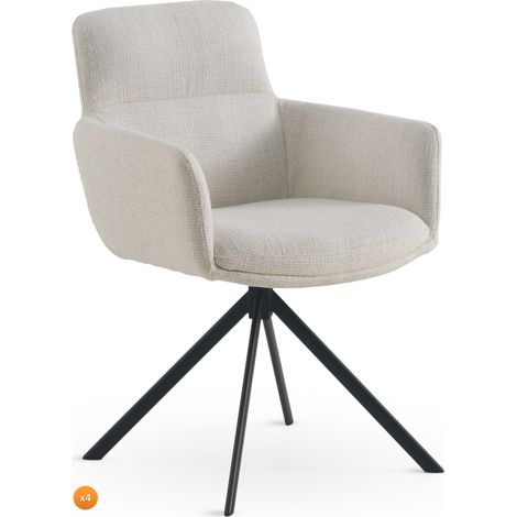 Ensemble de 4 fauteuils recouverts de tweed blanc moucheté (1/5)