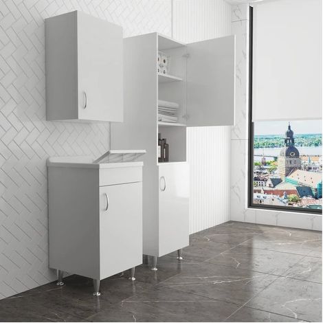 Set bagno/lavanderia ECO con lavatoio 45x50 cm, pensile e colonna (1/5)