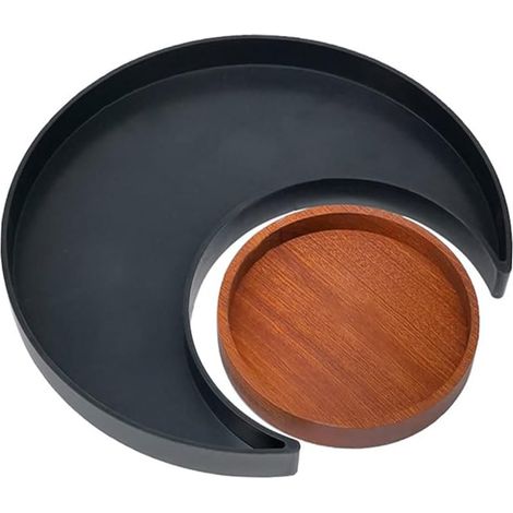 Tablett aus Holz und Glas für Wohnzimmer oder