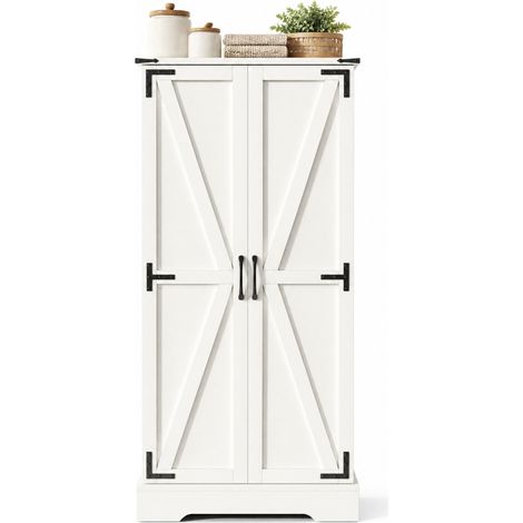 Armario de cocina con LED 60x35x128,5 cm 2 puertas y estantes ajustables blanco HOMVRA (1/5)