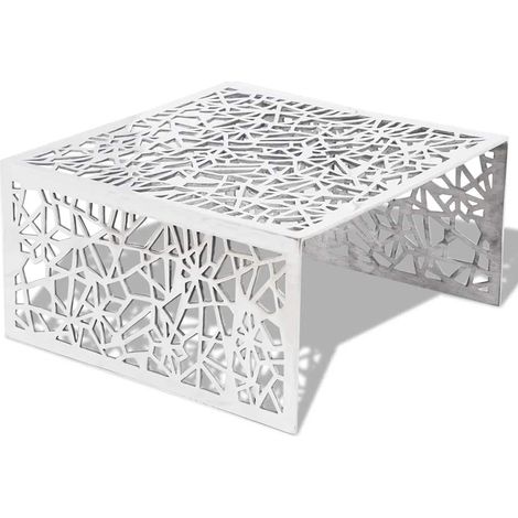 Maison Exclusive - Tavolino con Design Geometrico Traforato Argento in Alluminio (1/5)