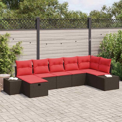 Teenpull – Gartensofa-set 7 Stk. Braun Poly-Rattan (1/5)