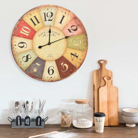 Horloge murale vintage Colorée 60cm (1/5)