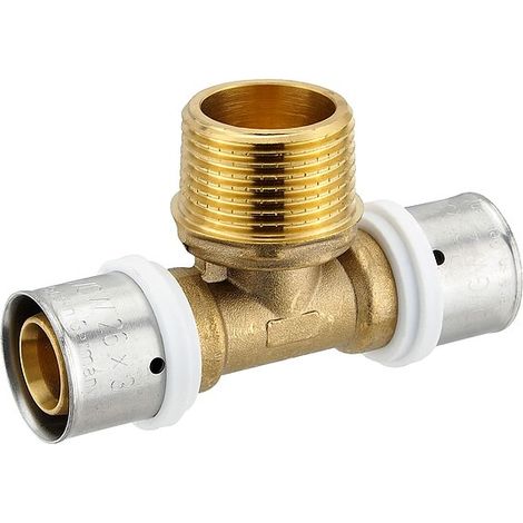 Pressfitting-T-Stück 26 x 3,0 - 1 Zoll Außengewinde - 26 x 3,0 mm für MV-Rohr