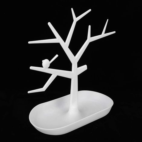 Arbre à Bijoux en métal de 3 Couleurs , Bijoux Boucles d'oreilles Bracelet Bagues Présentoir de Collier, Support Organisateur-Suspendu (Blanc) (1/5)