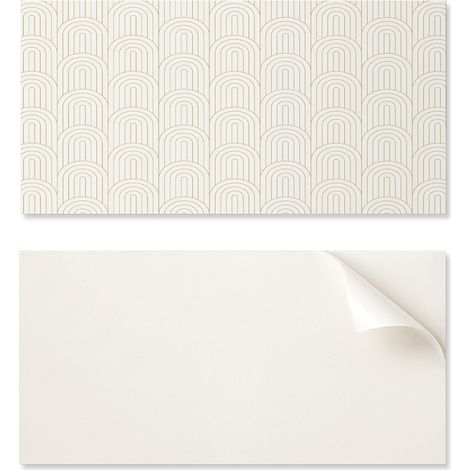 Baldosas de vinilo listas para instalar con estampado decorativo, patr贸n de arco sobre un fondo de 10x40x20 cm.