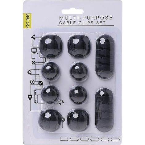 Packung mit 10 robusten, selbstklebenden Kabelclips für Schreibtische, Kabelorganisatoren und Kabelhalter (1/4)