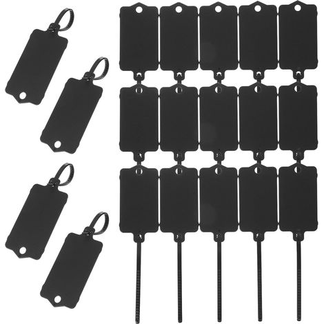 APEX 100Pcs Étiquettes en Plastique Imperméables Vierges, Étiquettes d'Expédition, Réutilisables, Inscriptibles avec Attache Zippée pour Étiquetage de Bagage, Noir 2.48 x 1.46 Pouce (1/5)