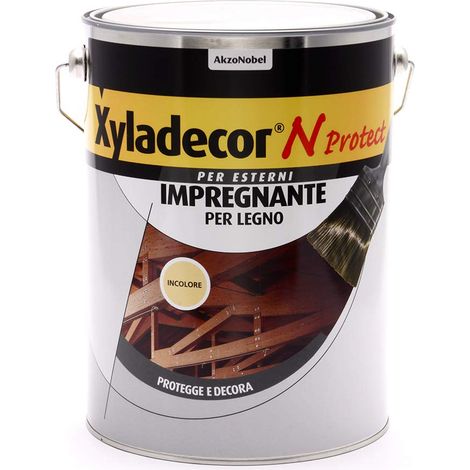 Xyladecor N PROTECT Fondo Impregnante per Legno Esterno a base solvente, Protettivo e Decorativo, Pronto Uso, Trasparente INCOLORE 5L, 5 L (1/4)