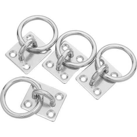 4 Pièces Lot de Crochets Suspendus Robustes Acier Inoxydable avec Plaque Carrée Anneaux Œillets pour Fixation Plafond Supports pour Charges Lourdes Jusqu à Montage Facile sur Bois (1/5)