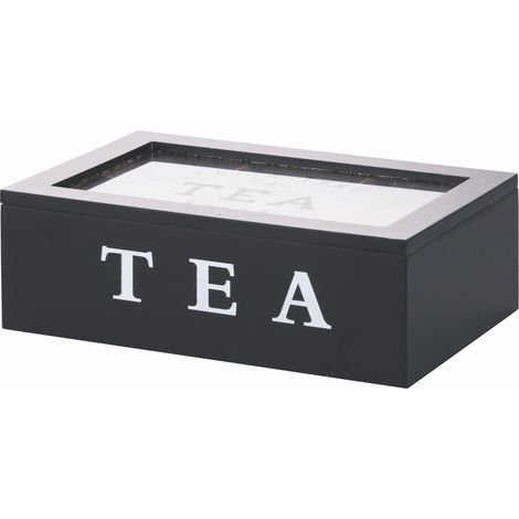 Scatola porta tè e tisane, 6 slot interni, colore nero, Sibilla (1/5)