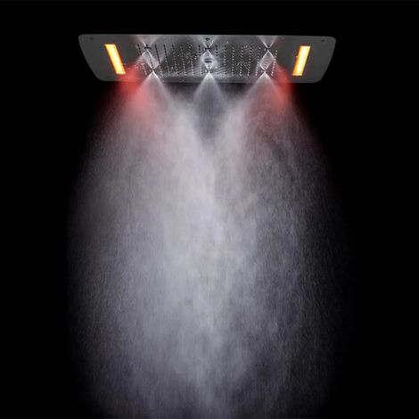 Soffione doccia ad incasso rettangolare 42x72 con 4 getti e luci LED (1/3)