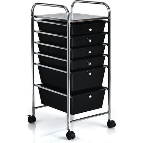 Carro de almacenaje con cajones 32,5 x 37 x 74,5 cm práctico con ruedas estilo moderno fabricado en hierro y plástico 200017516