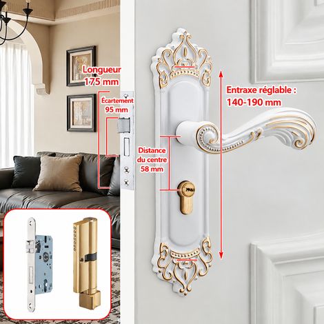 Serrure mécanique silencieuse blanche à entraxe réglable de 58 avec corps de serrure 175/95 58 blanc 175 95 2 kg – Livraison gratuite