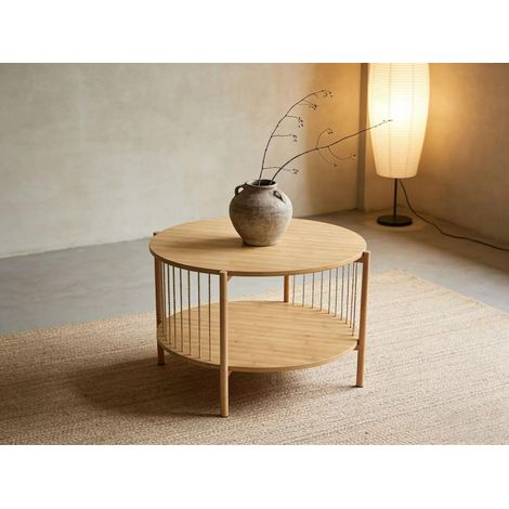 Mesa de centro redonda de estilo bohemio de 70 cm. (1/5)