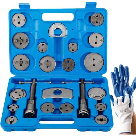 FreeTec Coffret Repousse piston d'étriers de freins pour remplacement de disque Outil et adaptateurs, de mâchoire ou de plaquettes de frein Set de 22 pièces (1/5)