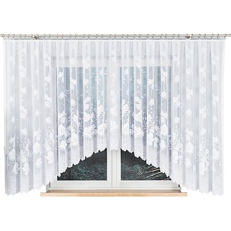 Bożena - Rideau jacquard prêt à poser avec fente en bas - 500 x 160 cm - blanc (1/5)
