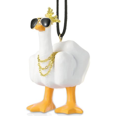 Middle Finger - Movable Dachshund for Car Decoration - Middle Finger Figurine - Resin - Funny Duck Statue - Garden Decoration - Aesthetic Duck - White (1/5)