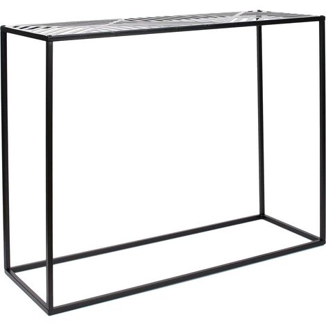 VANIA - Console en Métal Noir Plateau Motifs Géométriques (1/5)