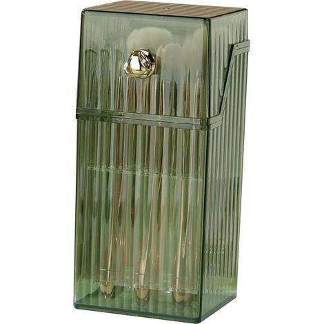 Boîte de rangement pour pinceaux de maquillage - Organisateur de maquillage luxueux et léger - Boîte de rangement de bureau pour crayons à sourcils, poudre et blush - Vert - Taille unique (1/5)