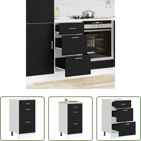 vidaXL Küchenregal Schwarz -  Küchenunterschrank Schwarz Eichen-Optik 40 x 46 x 81.5 cm (1/5)