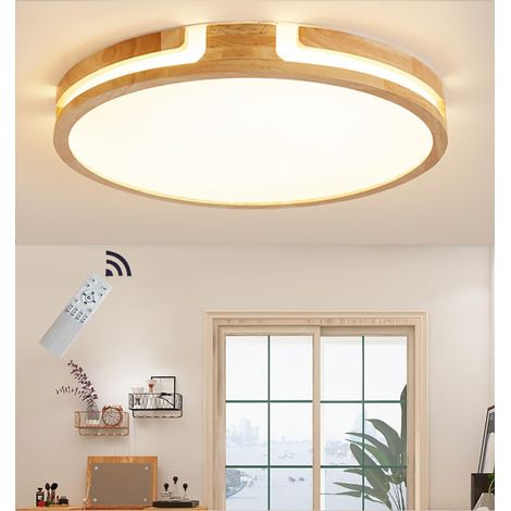 1 Plafonnier Bois 24W Dimmable 3000K-6000K Ø40cm Métal Acrylique Pour Salon Chambre Bureau (1/5)