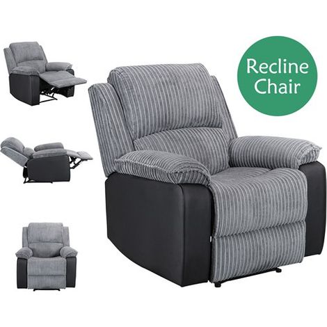 WestWood Manual Recliner Single Sofa Reclining Armchair Fabric Leather With Foot Rest WW-RS-05 Grey (1/5)