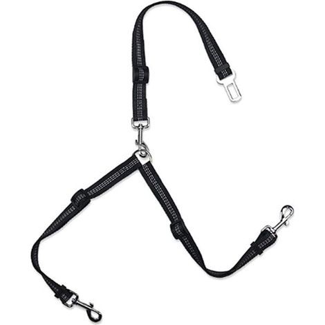 Laisse De Chien Réglable Ceinture De Sécurité De Voiture pour Animaux De Compagnie Laisse De Chien Laisse Lumineuse Double Laisse De Chien pour 2 Chiens Black H781 (1/5)