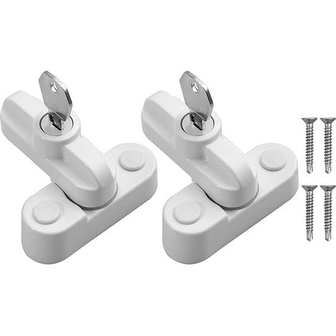 2x Verrous de Sécurité Fenêtre Bloqueur Ouvrant Blanc avec Clé pour Portes et Fenêtres PVC Renforcement Anti-Effraction (1/5)