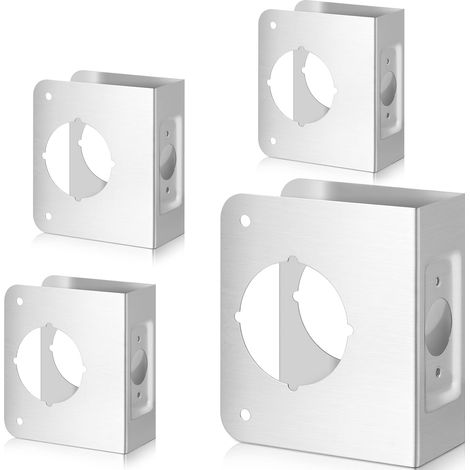 Lot de 4 plaques de renfort de porte en acier inoxydable pour réparation de serrure de porte de sécurité à la maison 5 virgule 3 cm (1/5)