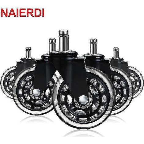 KLVGTIFS PU - Roulettes pivotantes en caoutchouc pour chaise de bureau, supportant jusqu'à 60 kg, souples et sûres, style rollerblade - 10 mm (1/4)