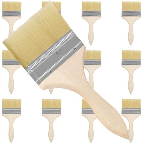 Pinceaux Peinture Mur (Lot de 12) Largeur Brosse 101,6 mm Taille Totale 21,5 cm - Pinceau Plat Peinture Pro Parfait pour la Peinture sur Ecailles, Silicone, Gesso, Teintures, Vernis, Colles