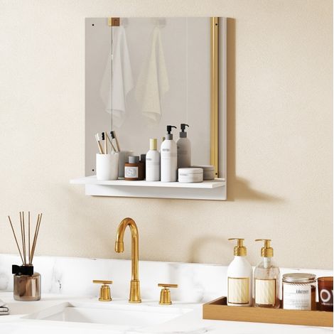 Wand-Badezimmerspiegel mit Ablage 50 x 60 cm, weiß HAVRYA (1/5)