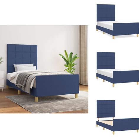 Cadre de lit sans matelas bleu 90x200 cm tissu - Cadre De Lit - Lit Double - Literie - Meuble Chambre - Têted'oreiller (1/5)