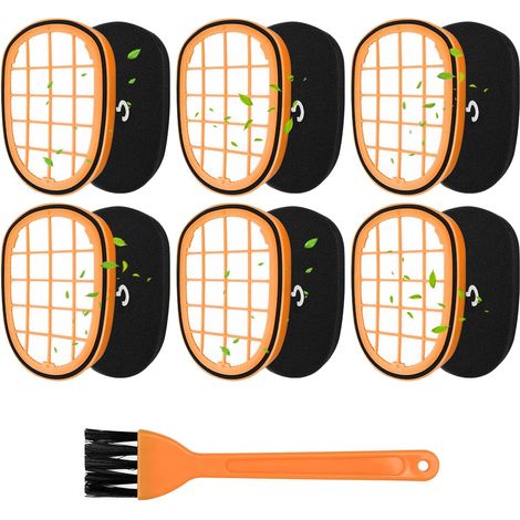 Lot de 6 - Filtre aspirateur - Accessoire nettoyage - Compatible Philips SpeedPro Max Aqua - Lavable et réutilisable - Pour maison - Blanc - 13,7x9,7cm (1/5)