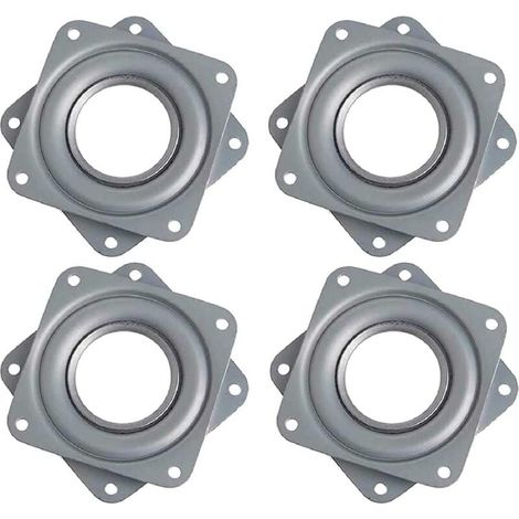 Plateau Tournant Carré 4 Pouces, 360 Degrés, Rotatif à Roulement à Billes, Métal Galvanisé, Plaque Pivotante Silencieuse, Flexibilité Optimale pour Présentoirs, Moniteur Ordinateur et Tabouret (1/4)