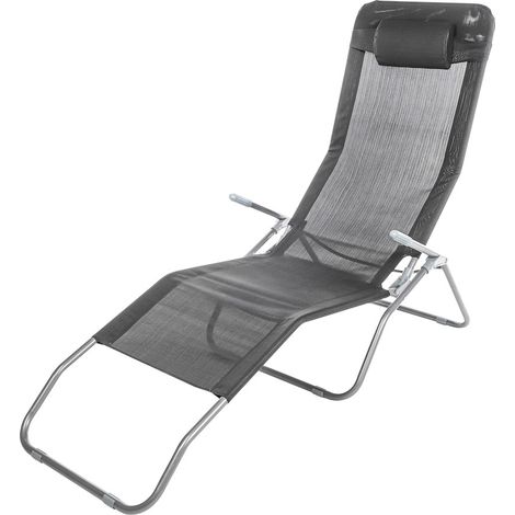 Saunaliege XXL schwarz und Nackenkissen, 67x116x154cm