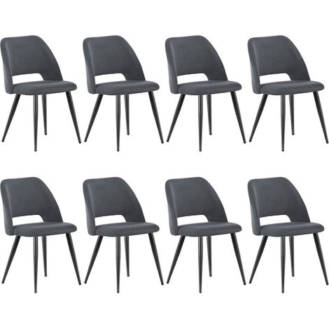 Esszimmerstühle 8er Set, Kordsamt, gepolstert, Metallbeine, Schwarz (1/5)