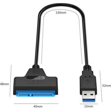 Adaptateur audio-vidéo, compatible avec les disques durs de 2,5 pouces, SATA vers USB 3.0, prêt à l'emploi, noir (1/5)