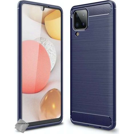 Coque silicone gel carbone - Samsung Galaxy A12 / M12 - Bleu foncé - Souple - Mat - Mixte