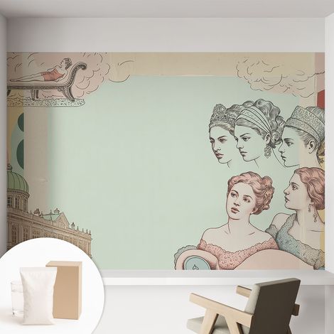 Fototapete - Tapete Vliestapete mit Kleber - Wandtapete Moderne Wandbild Schlafzimmer Wohnzimmer Klassische Collage 152x104 cm