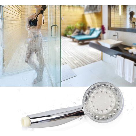 Cabezal de ducha LED de 3 colores con sensor de temperatura – ABS, galvanizado, metal, 78 mm, 215 mm, control automático de luz con iluminación de cascada suave. (1/5)