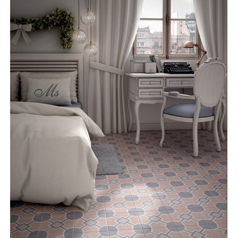 Carrelage effet carreau de ciment CAPRICE DECO PASTEL SOLSTICE 20x20cm 20x20cm Rose Mat - Boîte de 1 m2