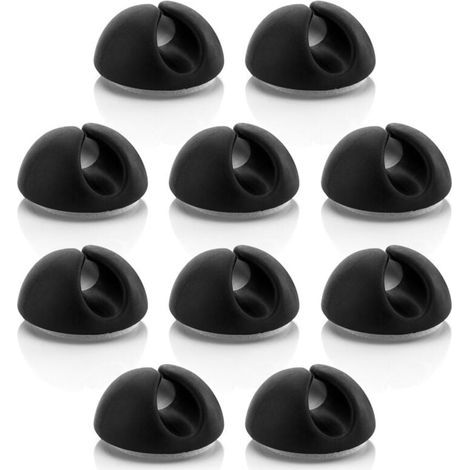 10 Kabelbinder, Kabelmanagement-Clips, Kabelorganisatoren für Kabel bis 8 mm Durchmesser, Schwarz (1/4)