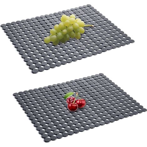 Tapis d'évier de cuisine (lot de 2) en PVC transparent noir, ajustable et découpable sur mesure (40 x 30 cm). (1/5)
