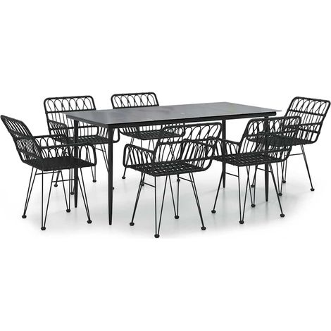 Maison Exclusive - Set da Pranzo da Giardino 7 pz Nero in Polyrattan (1/5)