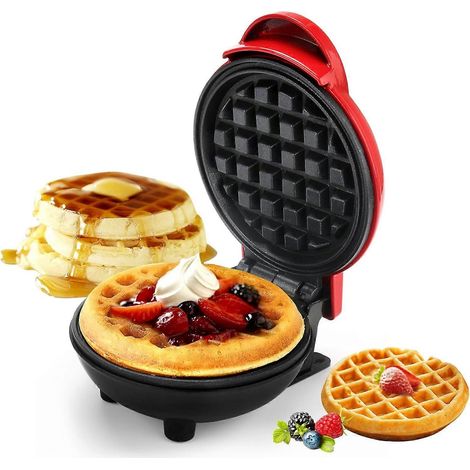 Mini gaufrier électrique, 350 W, avec revêtement antiadhésif pour gaufres classiques, paninis, crêpes et petits-déjeuners maison. - AquaForge (1/5)