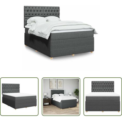 Matratze - Boxspringbett mit Matratze Dunkelgrau 140x190 cm Stoff (1/5)